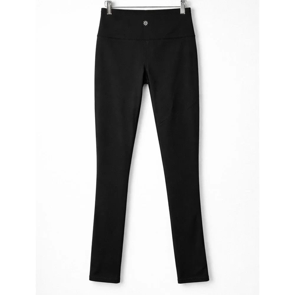 Athleta Black High Waisted Nylon Lycra Leggings Stretch Slim Fit Yoga Size S